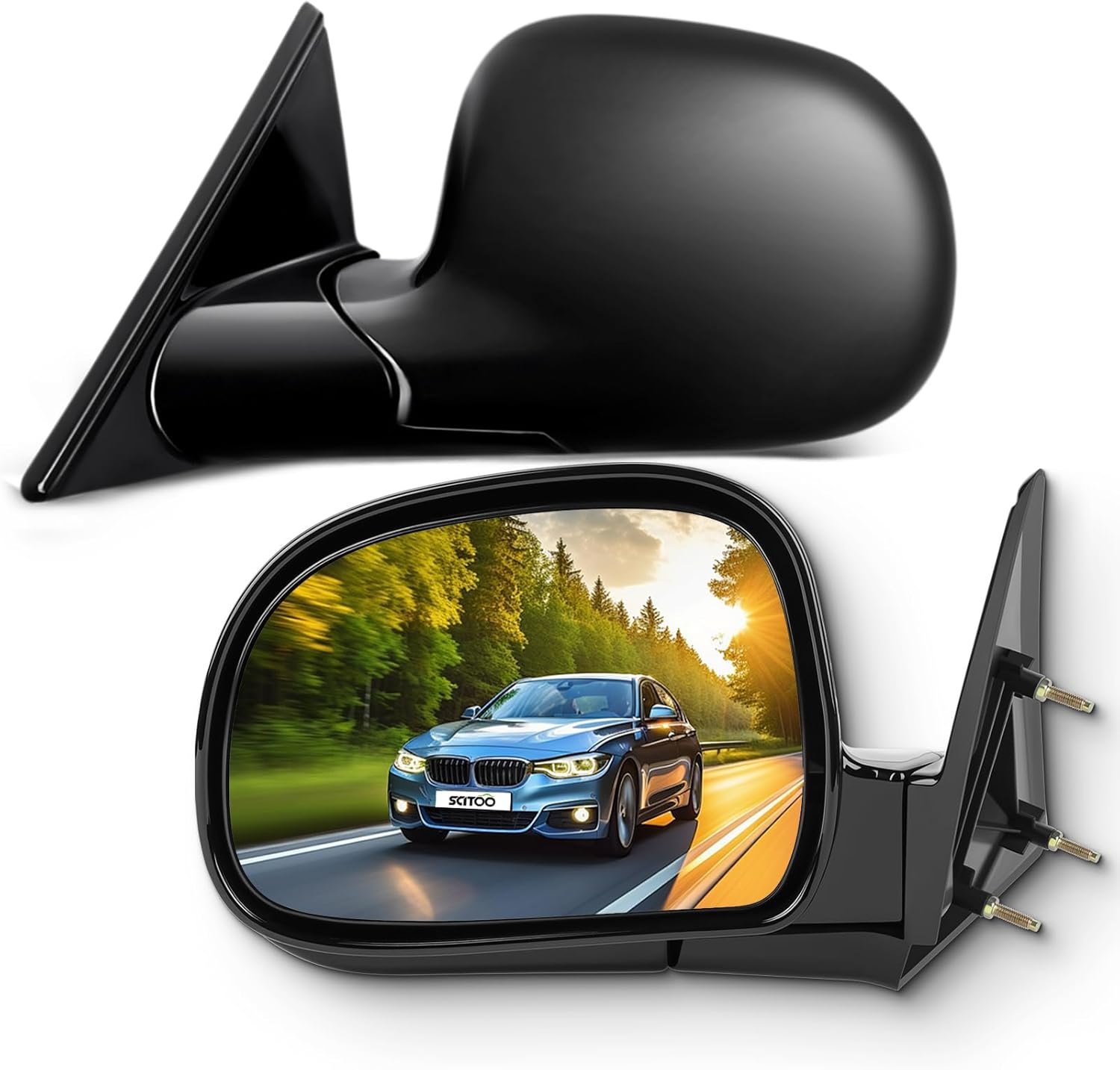 SCITOO Side View Mirrors fit 1994-1998 For Chevy Blazer S10 1994-1998 For GMC Jimmy S-15 Sonoma 1996-1998 For Isuzu Hombre 1996-1998 Olds Bravada (Pair) Left+Right Mirrors Manual Foldable Black