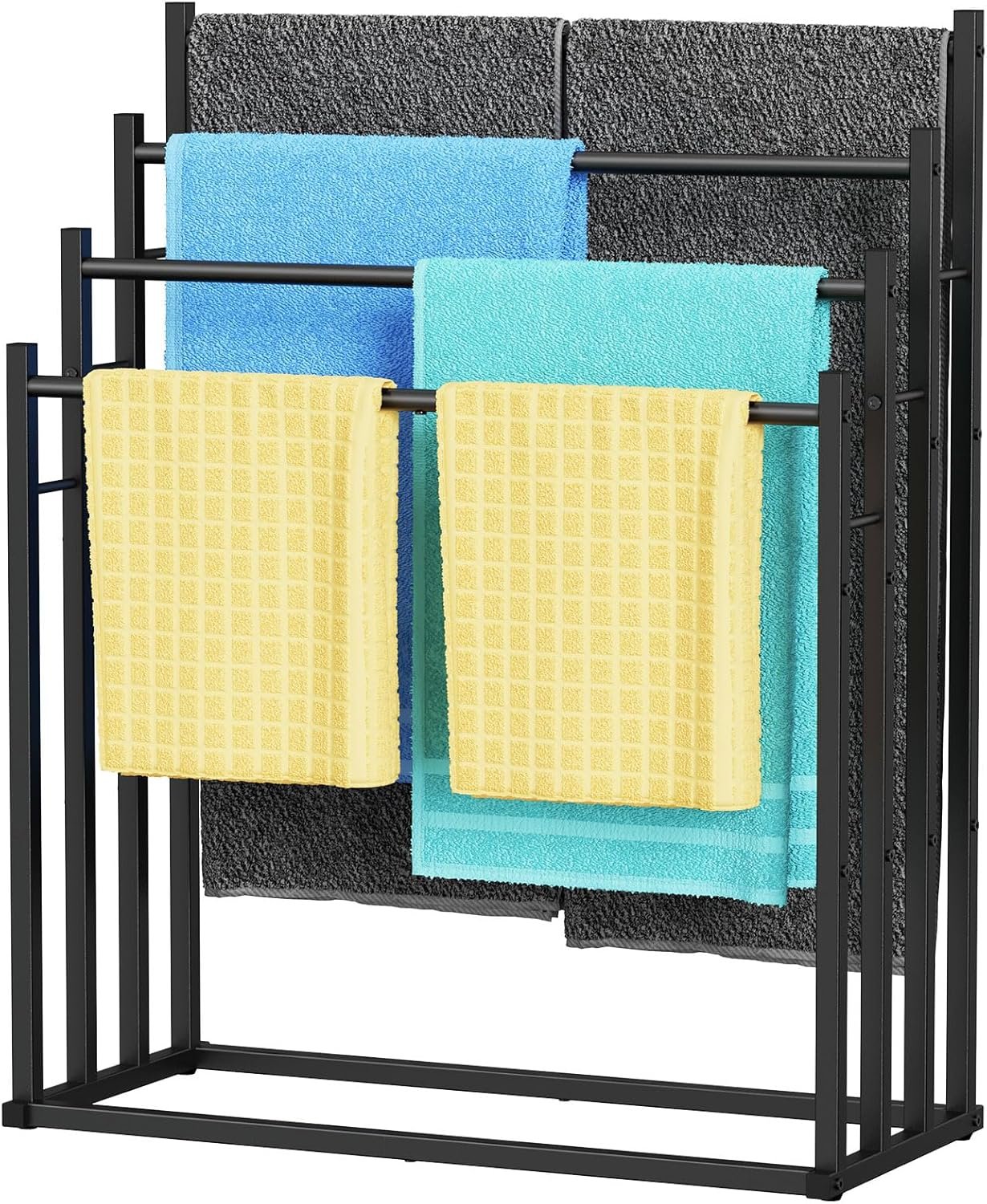 Honiter Towel Racks for Bathroom, 4 Tier Wide Towel Drying Rack Outdoor, Free Standing Towel Rack, Pool Towel Blanket Stand and Display Rack for Oversized Bath Towels