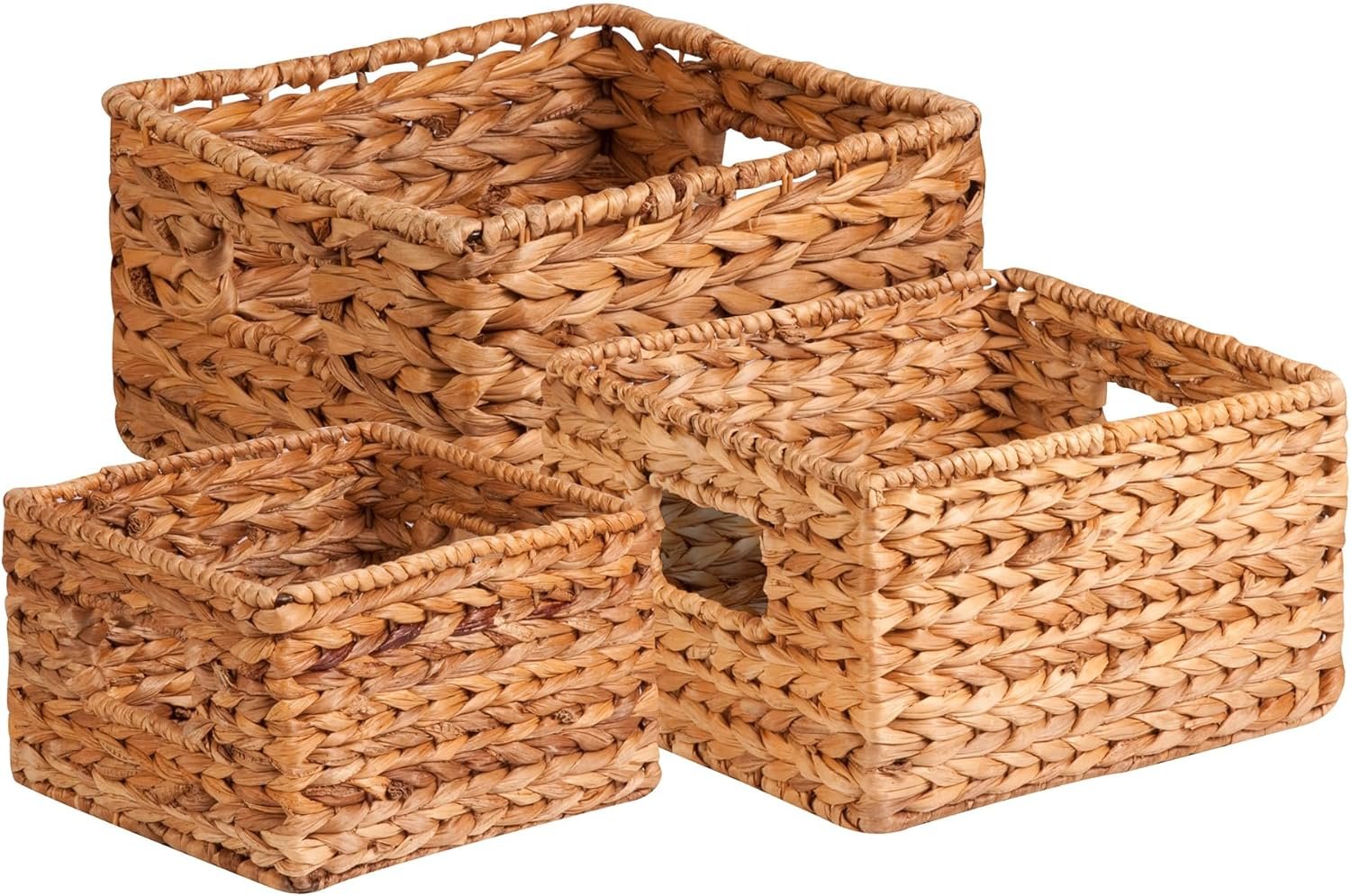 Honey-Can-Do Natural Wicker Storage Baskets, Perfect For Organizing, Storage, and Gifts, Multi-size 3-Pack Nesting Baskets for Home Organization and Décor