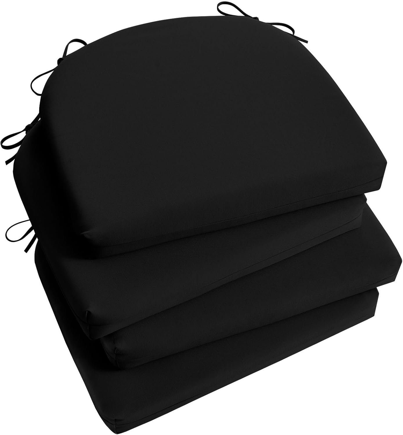 Basic Beyond Outdoor Chair Cushions Set of 4, Outdoor Cushions for Patio Furniture, Water Resistant Patio Chair Cushions with 2 Ties, 17x16x2, Black