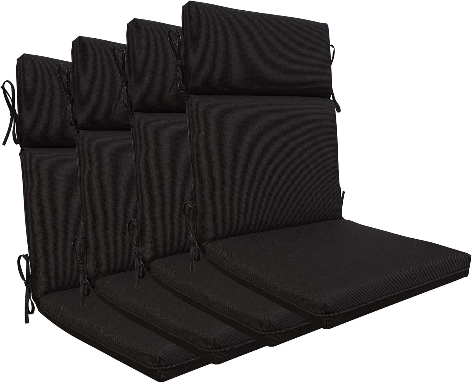 BOSSIMA Indoor Outdoor High Back Dining Chair Cushions Replacement Patio Seat Cushion Fade Resistance, Set of 4 (Olefin Black)