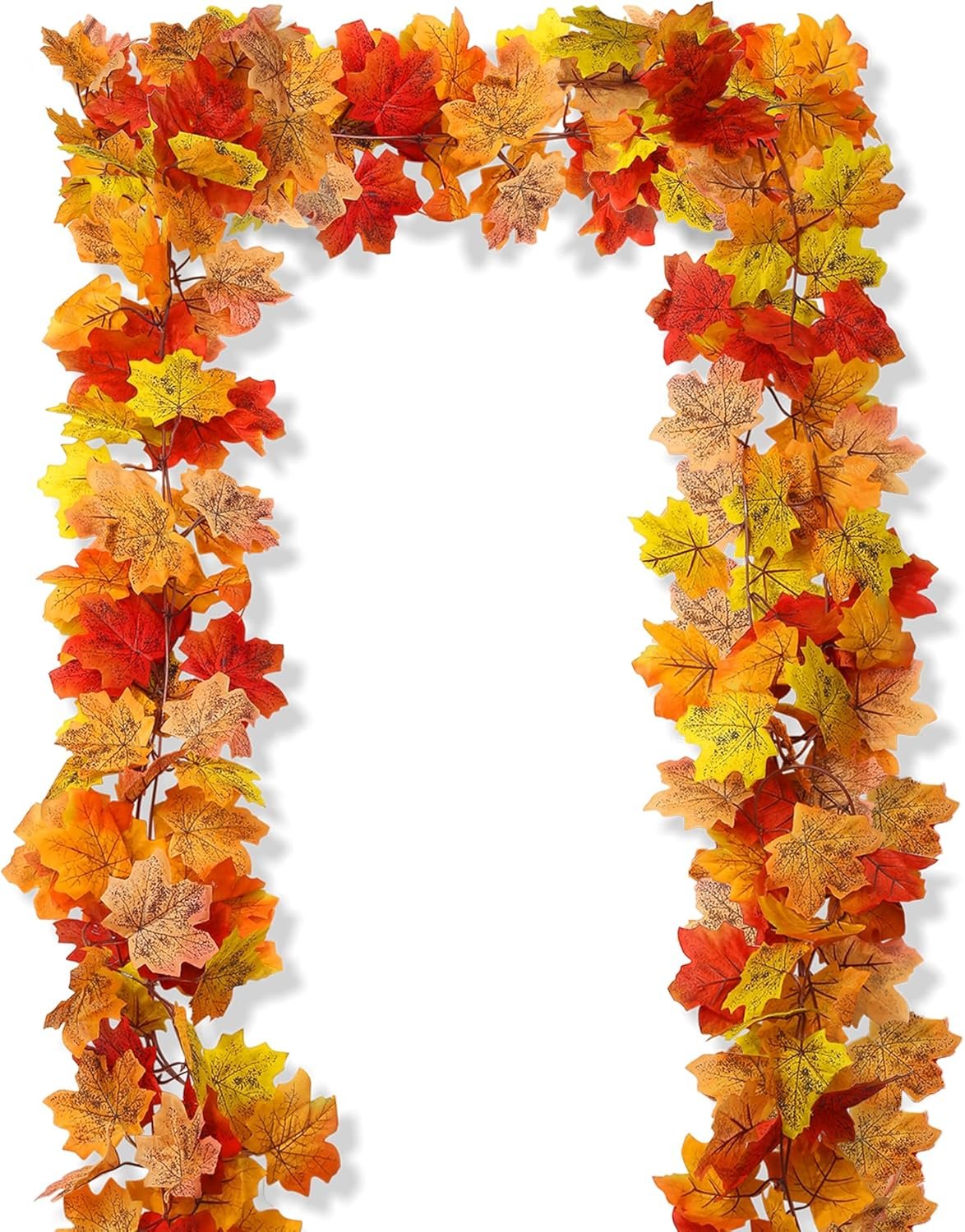 13FT Fall Leaf Garlands 2 PCS Fall Garland for Mantle Thanksgiving Fall Decoration for Home Artificial Autumn Garlands Thanksgiving Outdoor Decor