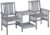 vidaXL Patio Bistro Set with Double Chair, Tea Table, and Cushions, Solid Acacia Wood, Rustic Gray Finish, Comfortable Backrest and Armrest, Ideal for Garden and Patio Furniture
