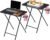 Leinuosen Set of 2 Foldable TV Trays with Anti-Spill Cup Holder, 23.62”L x 15.75”W x 26”T Large Folding Table for Eating Reading Office Camping, Space Saving, Easy Assembly(Black,Classic)