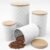 Pebble & Stem® White Metal Canister Set for the Kitchen Counter, Food Canister Set of 4, Airtight Lids, Sugar and Flour Containers for Countertops, Coffee and Tea Storage, Farmhouse Decor