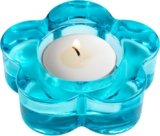 Karma Glass Flower Tealight Holder – Chunky Glass Candle Holder for Home, Party, Wedding Decor