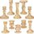 Mumufy 10 Pcs Glass Crystal Taper Candle Holders Clear Glass Candlestick Holder Fit 0.8 Inch Candles Crystal Decorative Candle Stand Centerpiece Table Wedding Dining Party (Classic,Gold)