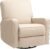 HOMCOM Manual Recliner Chair for Adults, Breathable Fabric Swivel Rocker Recliner with Thick Cushion and Footrest, Adjustable Single Sofa for Living Room, Beige