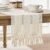 ZeeMart Macrame Style Boho Table Runner, Ivory Table Runners 72 Inches Long, Farmhouse Woven Home Decor, 12×72 Inch, Ivory