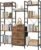 Triple Bookshelf with 3 Fabric Drawers, 4-Tier Book Shelf and 10 Display Shelves, Industrial Large Bookcase for Home & Office, Rustic Brown, 47” Wide