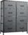 WLIVE Fabric Dresser for Bedroom, Tall Dresser with 8 Drawers, Storage Tower with Fabric Bins, Double Dressers, Chest of Drawers for Closet, Living Room, Hallway, Dark Gray